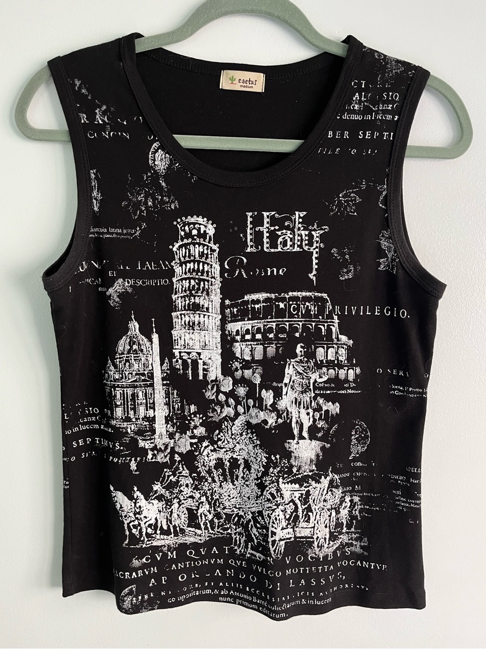90s Y2K Rome Italy Graphic 100% Cotton Travel Tank Top by Cactus
